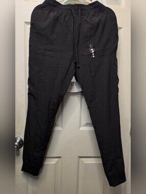 Womens Black Drawstring Jogger Srub Pants